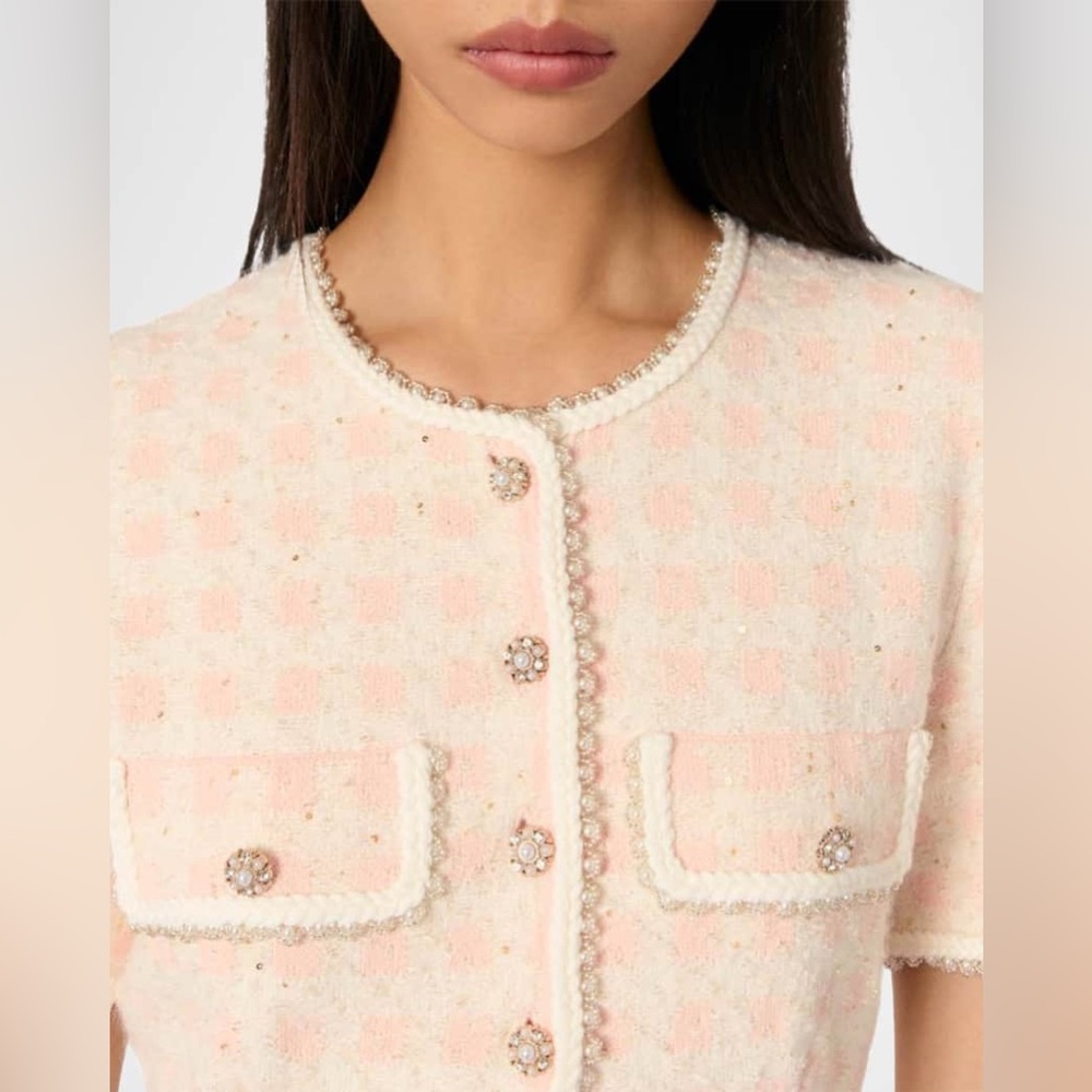 NEW: MAJE Rartingal Sequined Tweed-Effect Check Knit Dress (US 6 / FR 38) - Picture 2 of 9